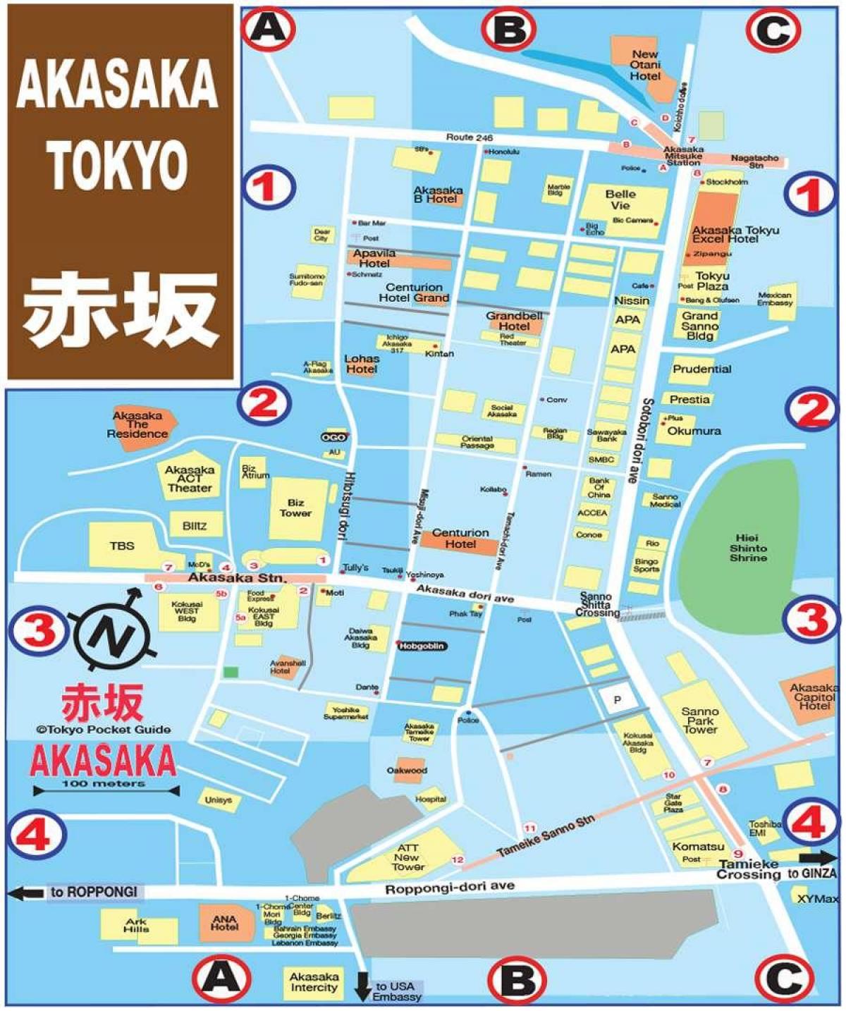 mapa Akasaka Tokio