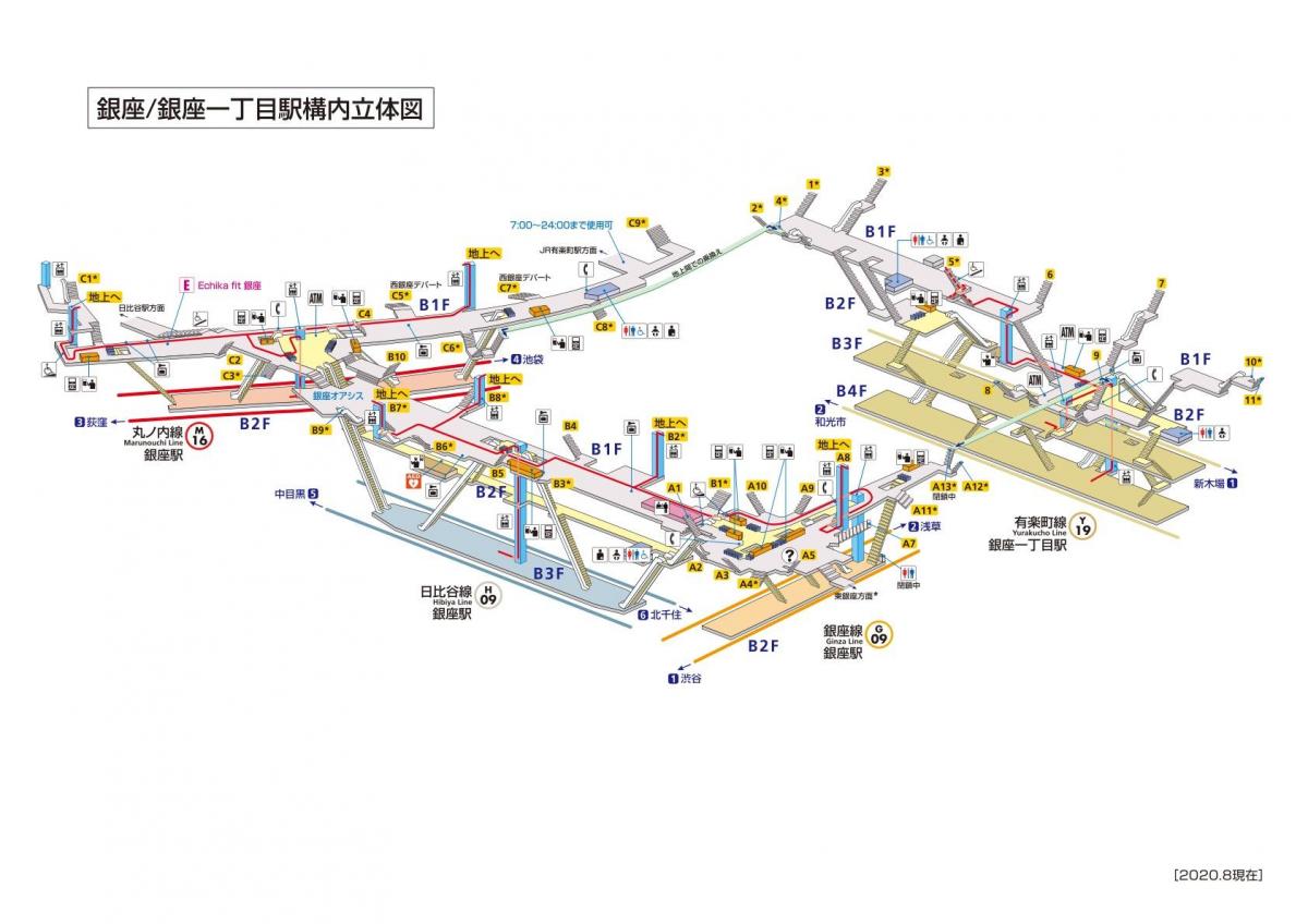 mapa Ginza station