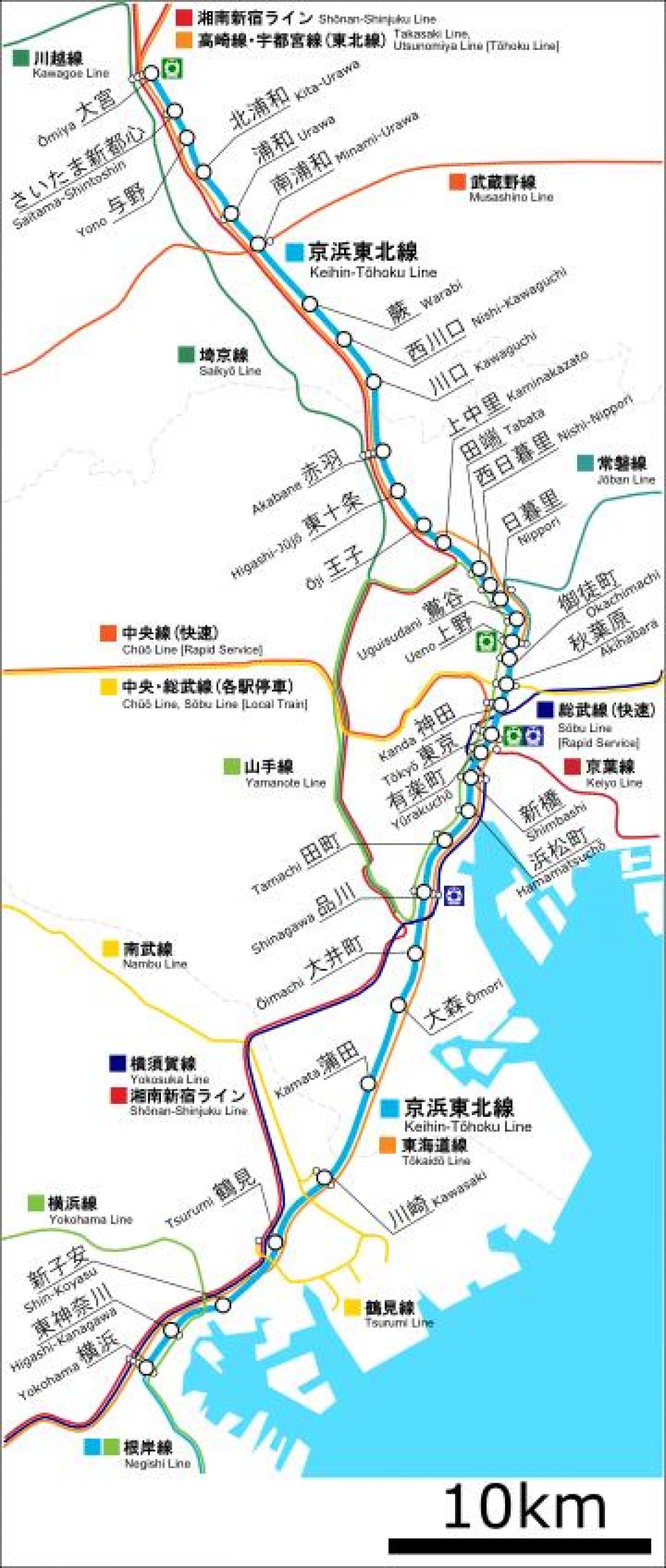 mapa Keihin tohoku line