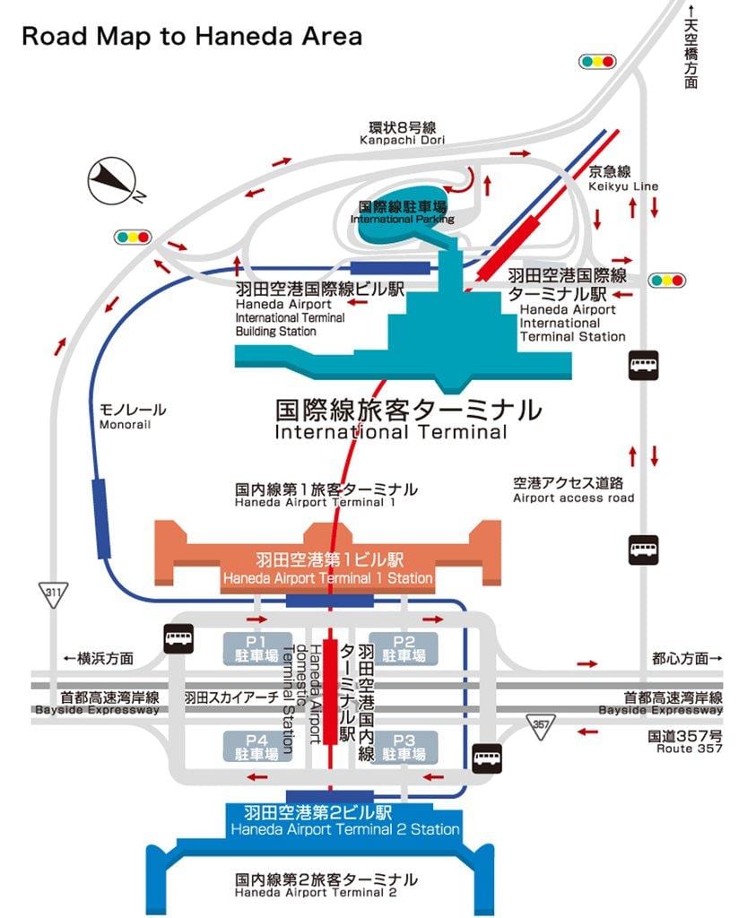 haneda mezinárodní letiště mapě