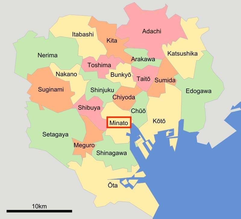 minato ku, Tokyo mapě