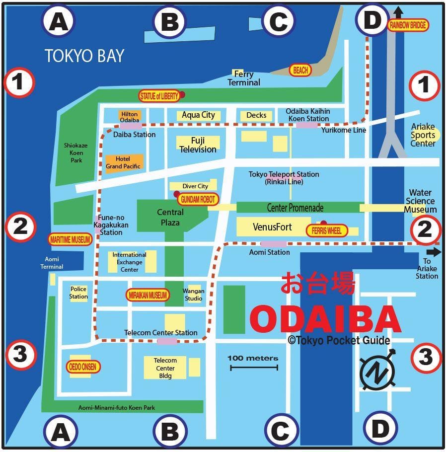 odaiba v Tokiu mapě