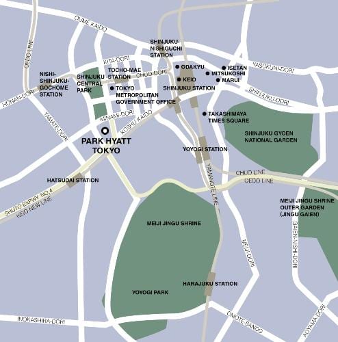 mapa park hyatt Tokyo