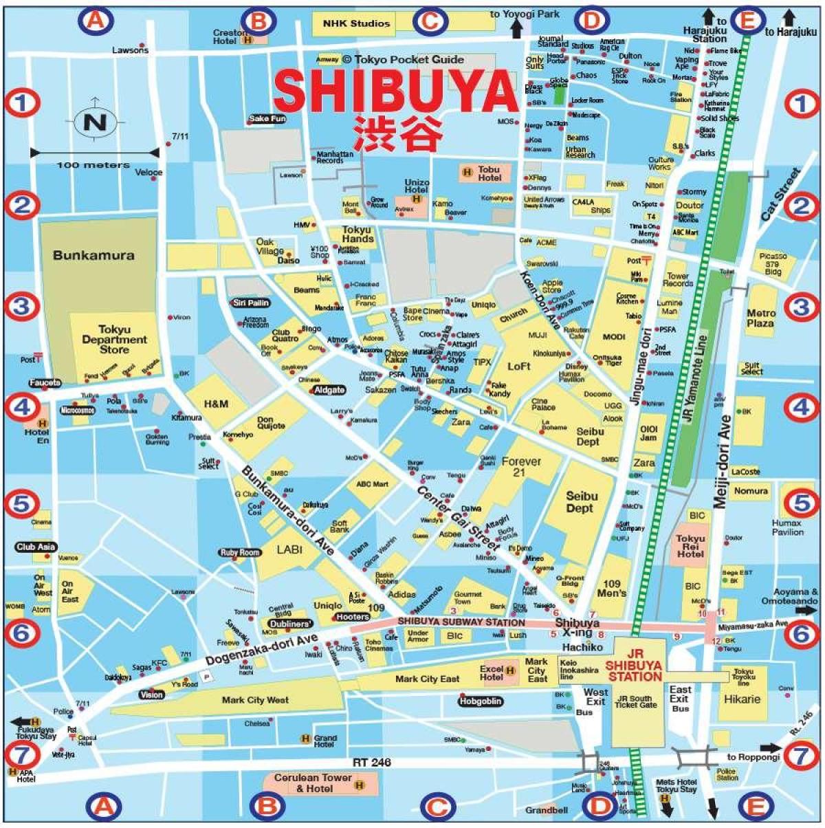 mapa Shibuya Tokio