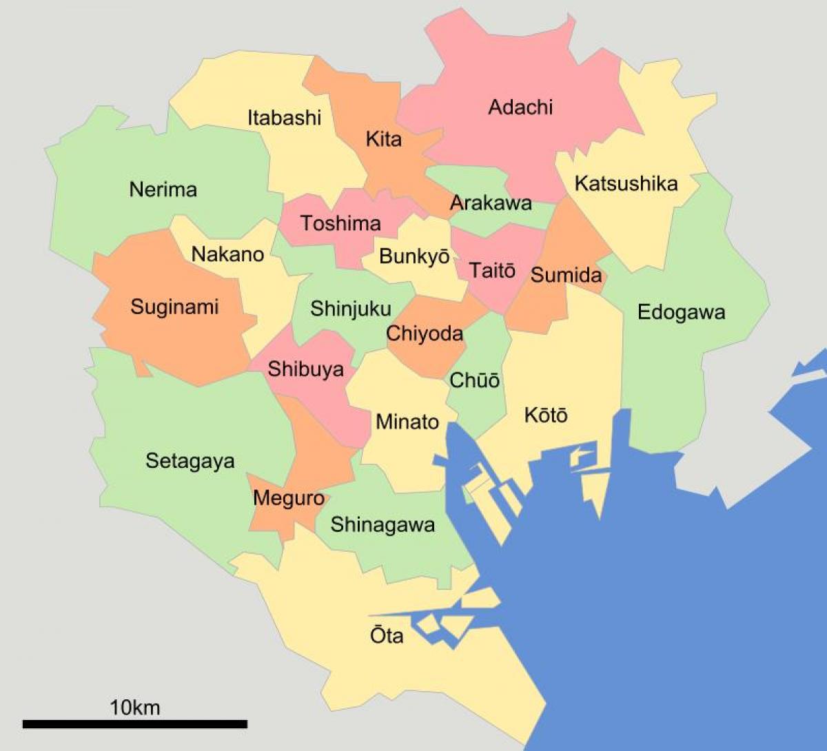 mapa Tokyo oddělení