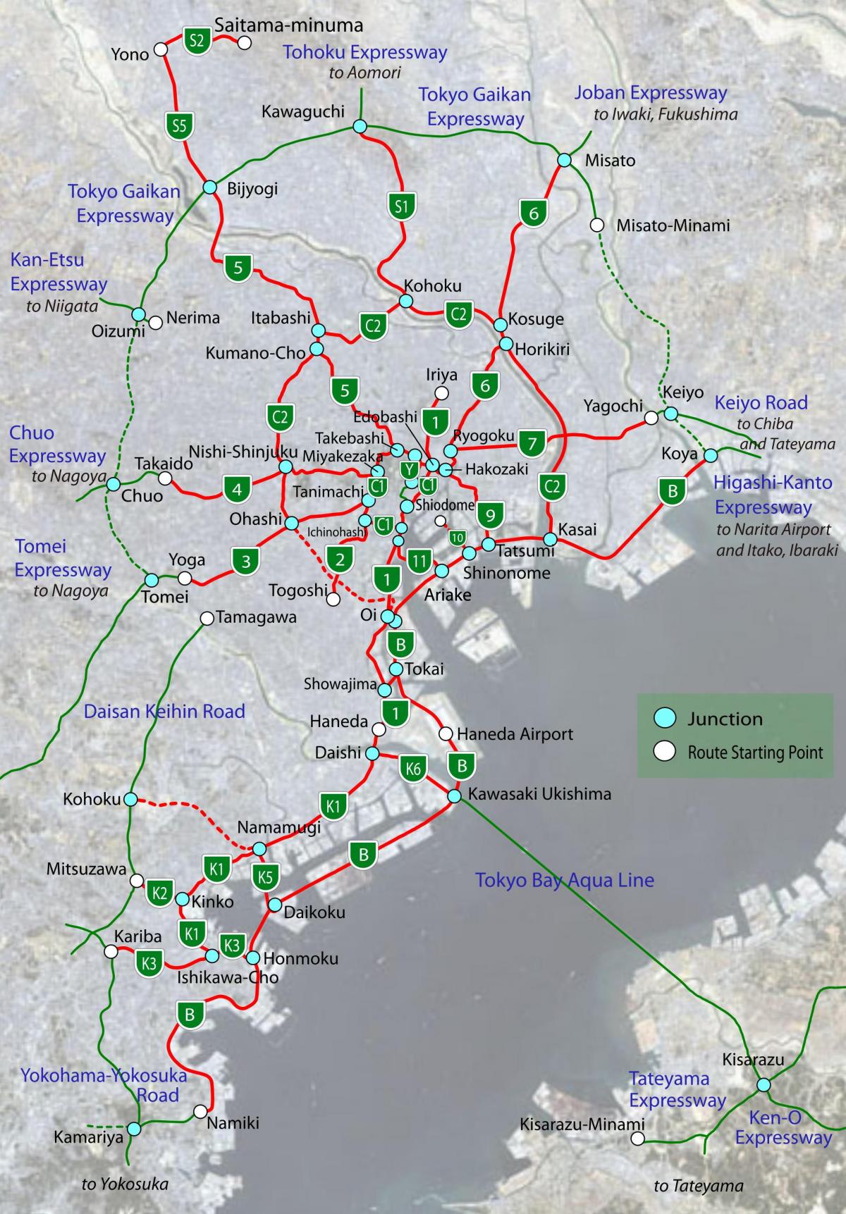 mapa Tokio highway