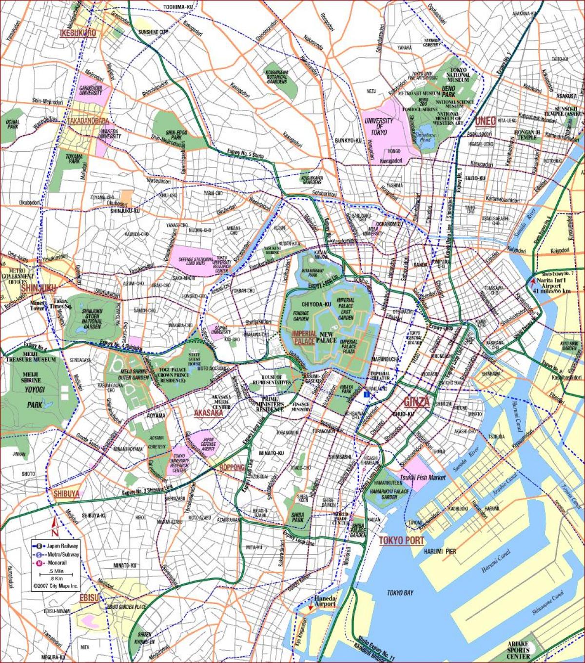 mapa města Tokia