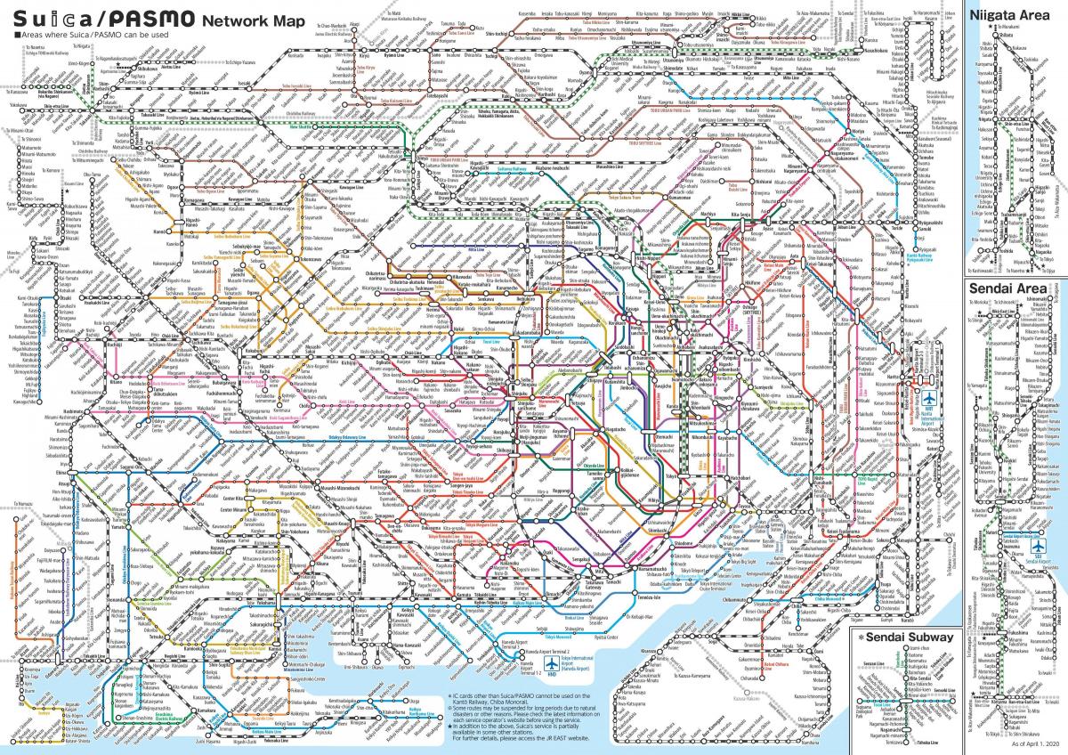 Japonsko Tokyo železniční mapa