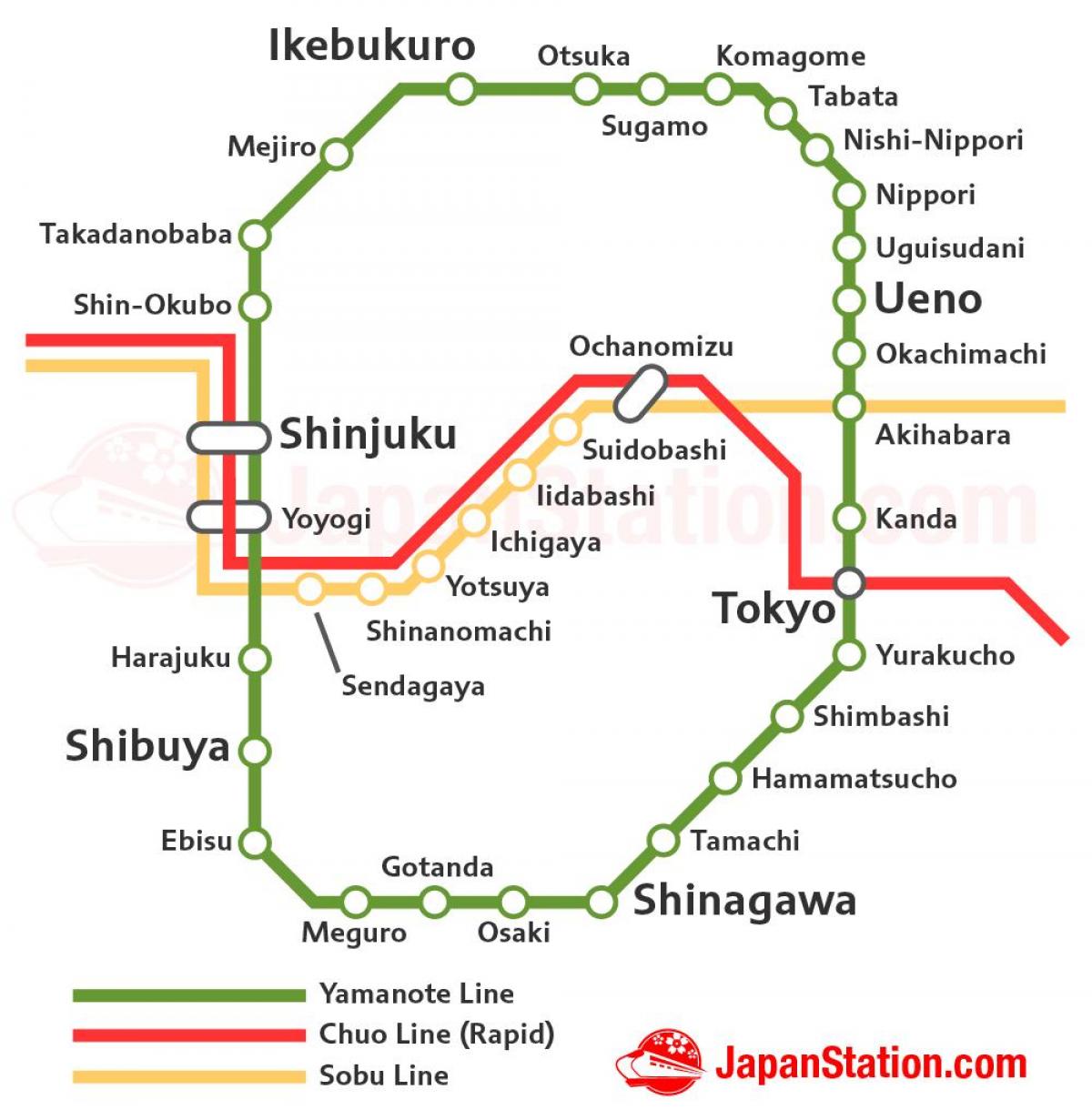 Tokyo Yamanote line mapy