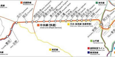 Tokyo chuo-line mapě