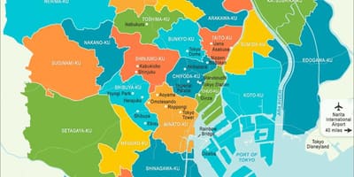 Mapa Tokio předměstí